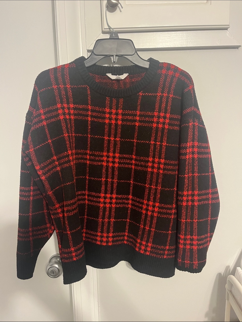 Time and Tru Black and Red Plaid Knit Sweater and skirt 2pc